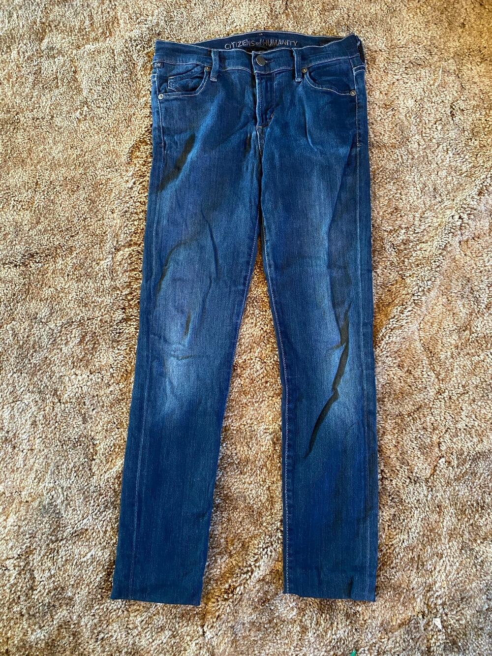 Revolve Citizens of Humanity Dark Wash Skinny Jeans Size 29 Hemmed Cropped Leg